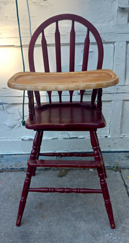 Wooden baby high chair - wooden, w/